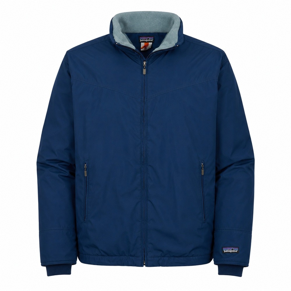 VTG Patagonia Mens Shelled Synchilla Jacket Navy Blue Fleece Lined Bomber M - Picture 1 of 10
